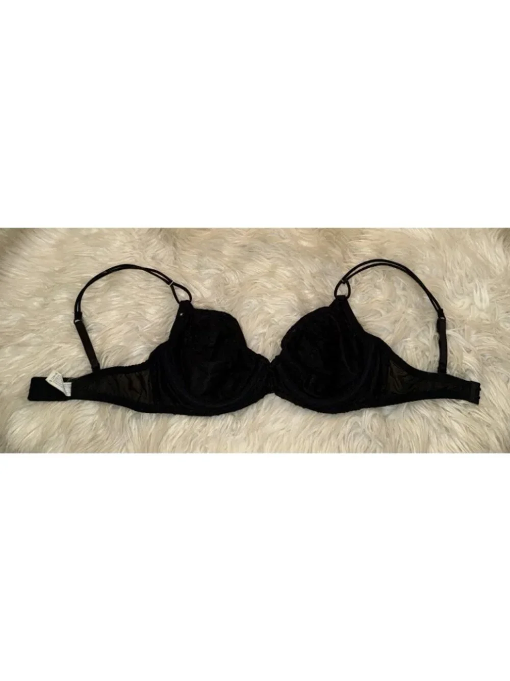 Vintage Maidenform French Demi 9197 Soft Cup Underwire Floral Womens 34C Black